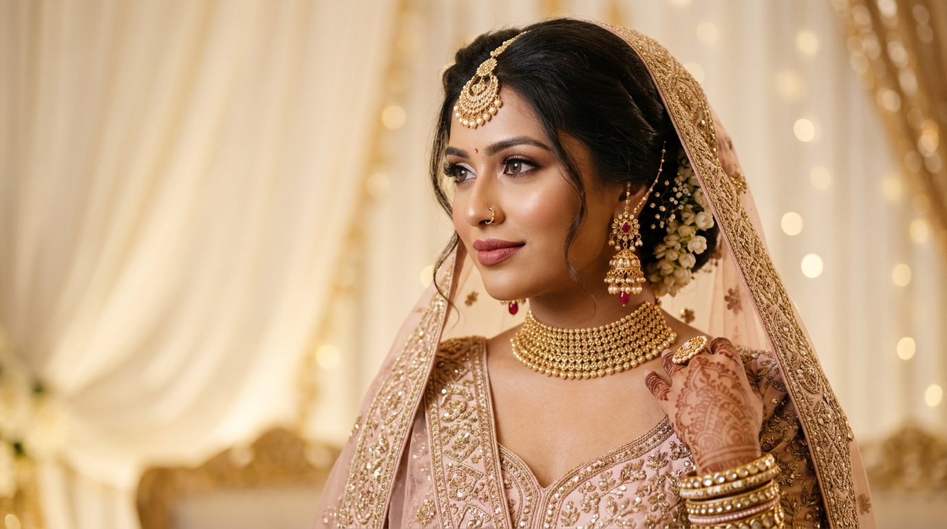 Beautiful Indian bride with professional bridal makeup in Patna